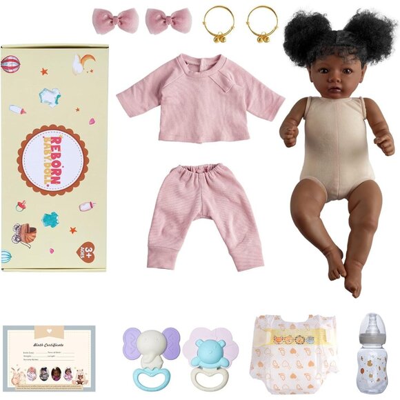 🆕20inch Soft Cloth Body Newborn Baby Doll Poseable Limbs Daisy Black Girl - Picture 8 of 9